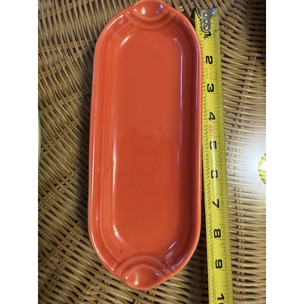 VINTAGE Fiestaware Fiesta Original Orange Corn Holder Relish Dish Utility Tray